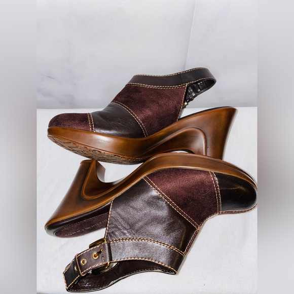 Tommy Hilfiger sling back brown patchwork heels. Size 8.5M Mable - Picture 5 of 12